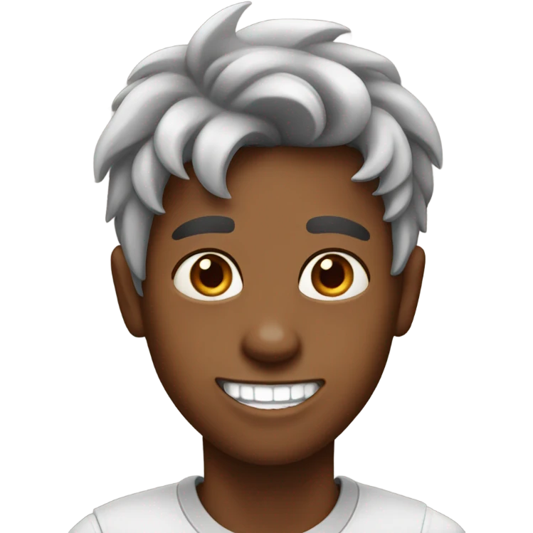 Brown boy with one silver canine tooth emoji
