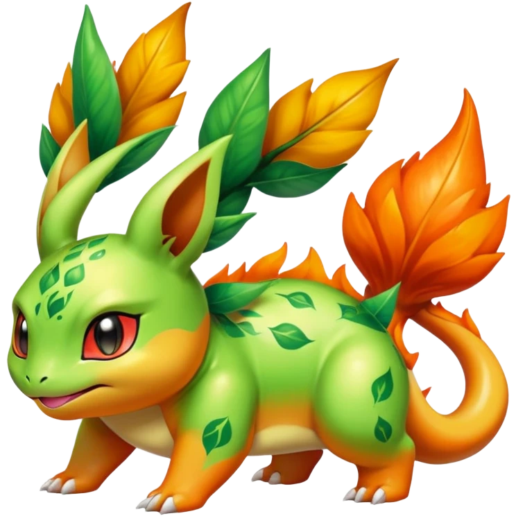 Shiny Exotic Bulbasaur-Leafeon-Charmander-Hybrid-Creature emoji