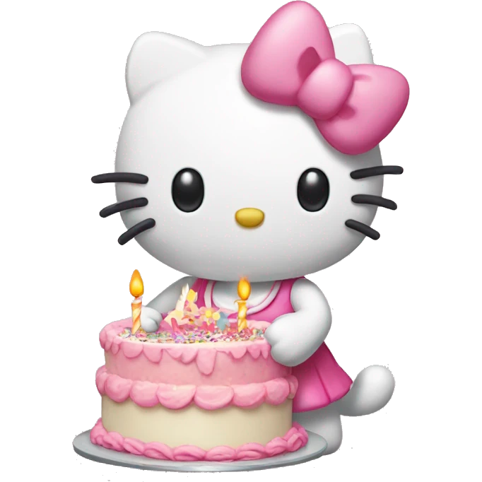 hello kitty holding a birthday cake emoji