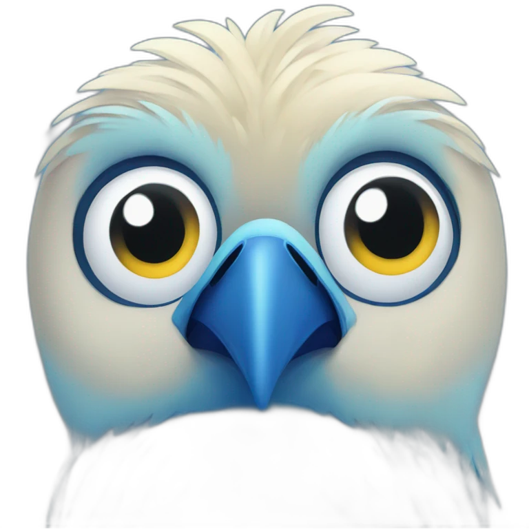 big blue bird with big eyes emoji