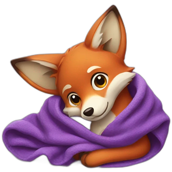 fox wearing purple blanket emoji