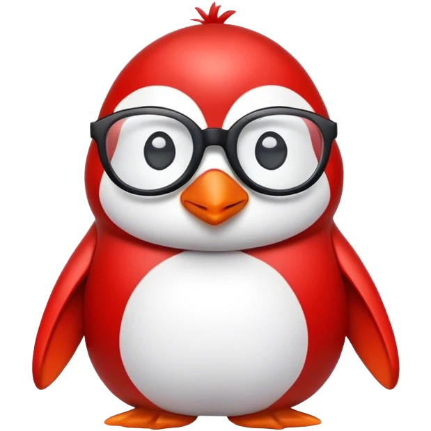 Red penguin with glasses emoji