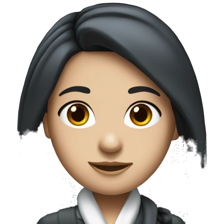 Flight attendant with long black hair and white skin and an airline scarf emoji