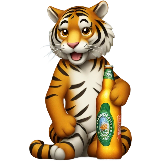 Tiger drinking beer emoji
