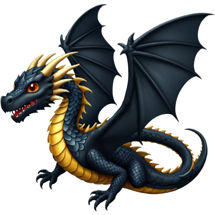 Dragón negro volando  emoji