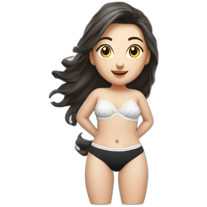 Hyperrealistic Full body Caucasian curvy beauty white knickers back and front views black skirt strong wind emoji