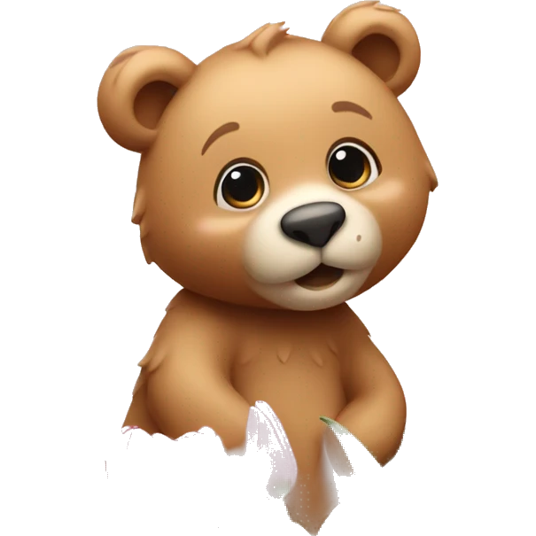 cute bear with tulips emoji