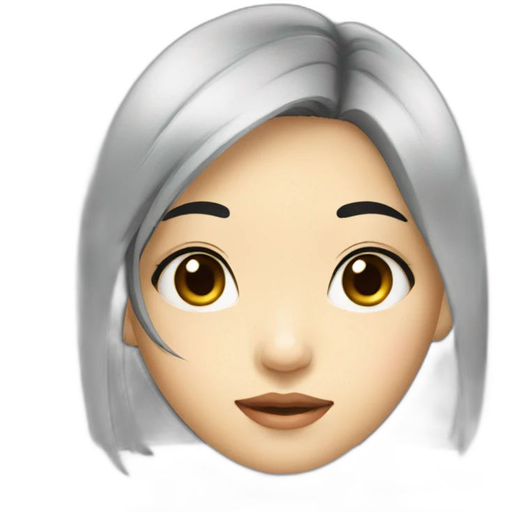 Side eye asian girl face with black hair emoji