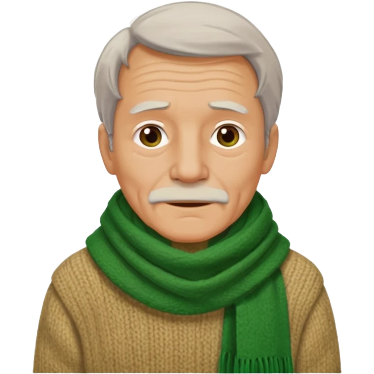 old man with big green scarf and layered sweater emoji