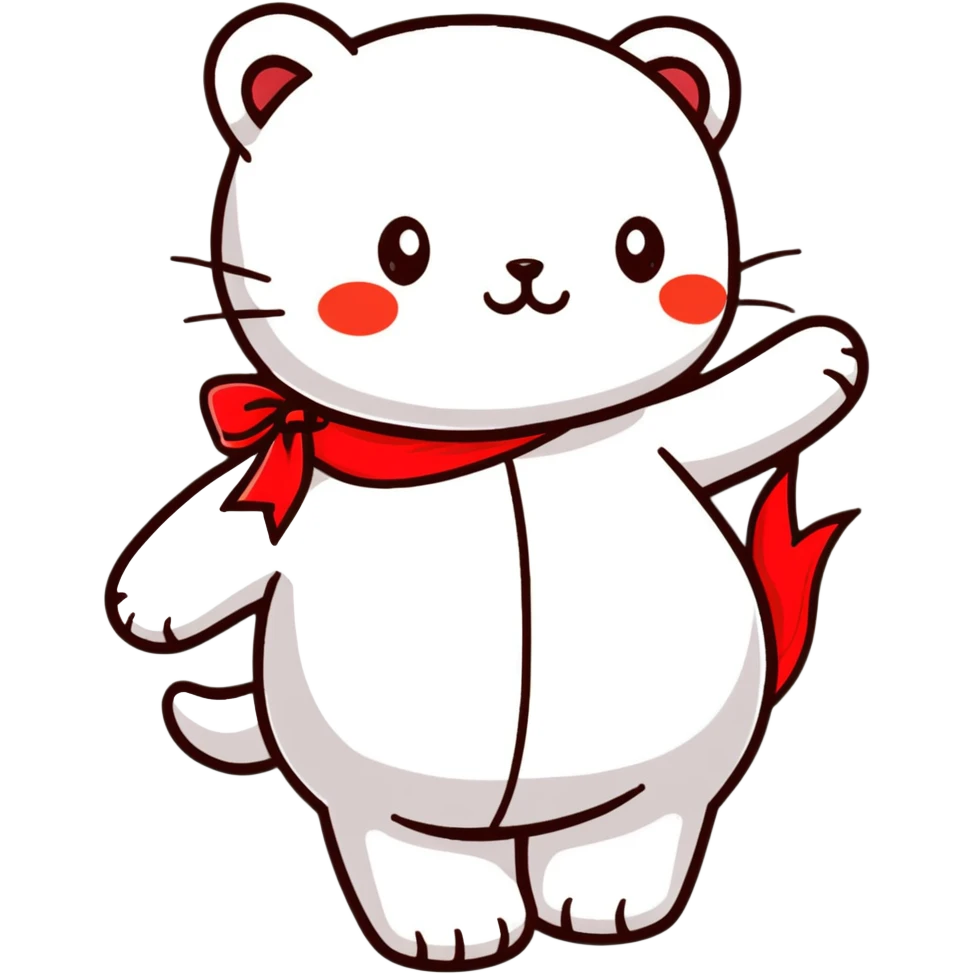 red ribbon, cartoonish sticker style emoji