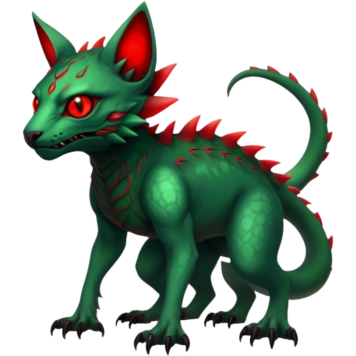 Cool Edgy Green Red ethereal badass Fionbri-Vernid-Trico-animal-creature full body emoji
