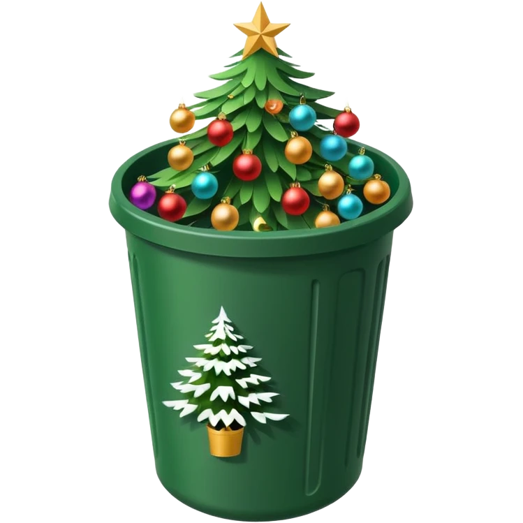 🎄New Year tree inside trash can 🗑️ emoji