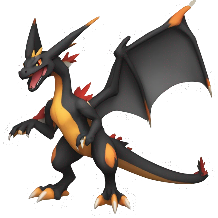 Anthro Cute cool black red white yellow nargacuga-Charizard sergal animal hybrid Fakemon full body emoji