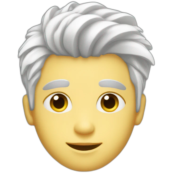 Teenager boy with white hair, haircut “curtains” emoji