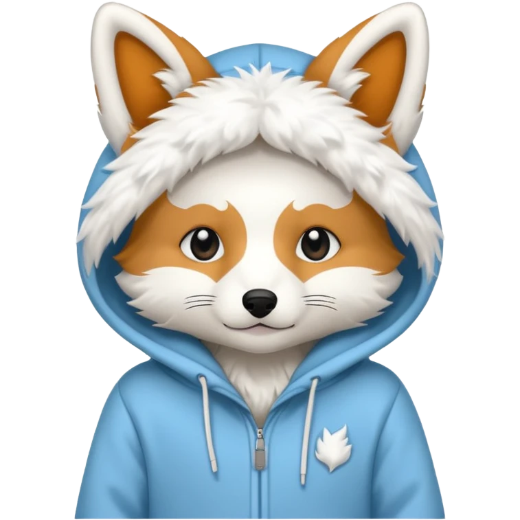 Bernadoodle wearing a white fox hoodie emoji