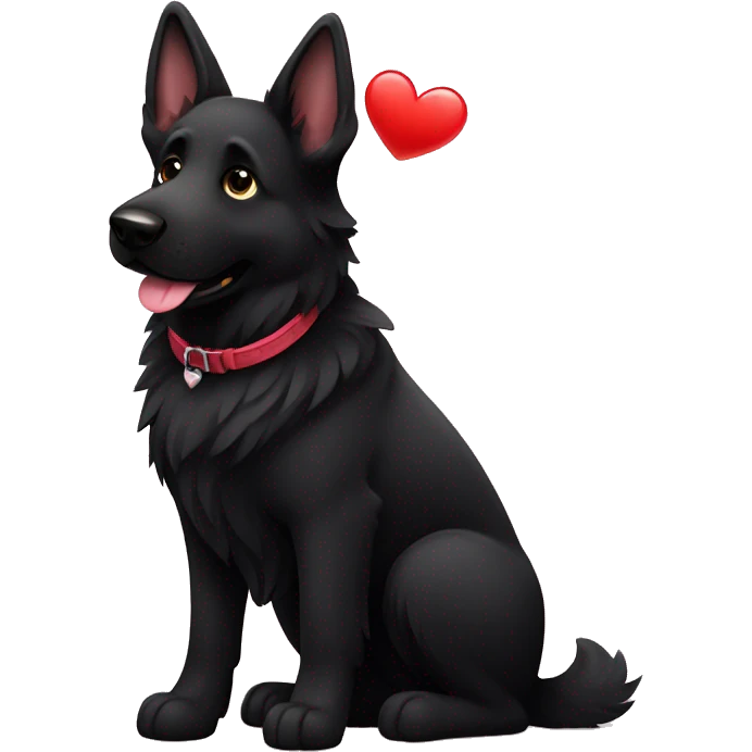 Black German shepherd dog in love  emoji