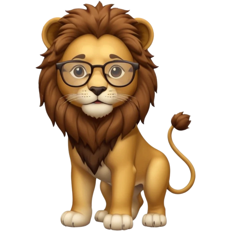 full body of lion wear glasses emoji