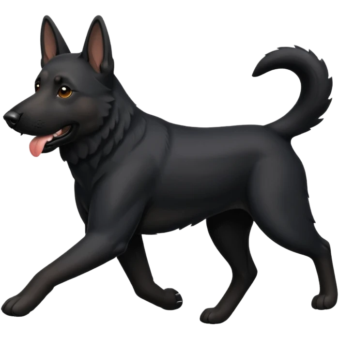 mostly black german shepherd running emoji