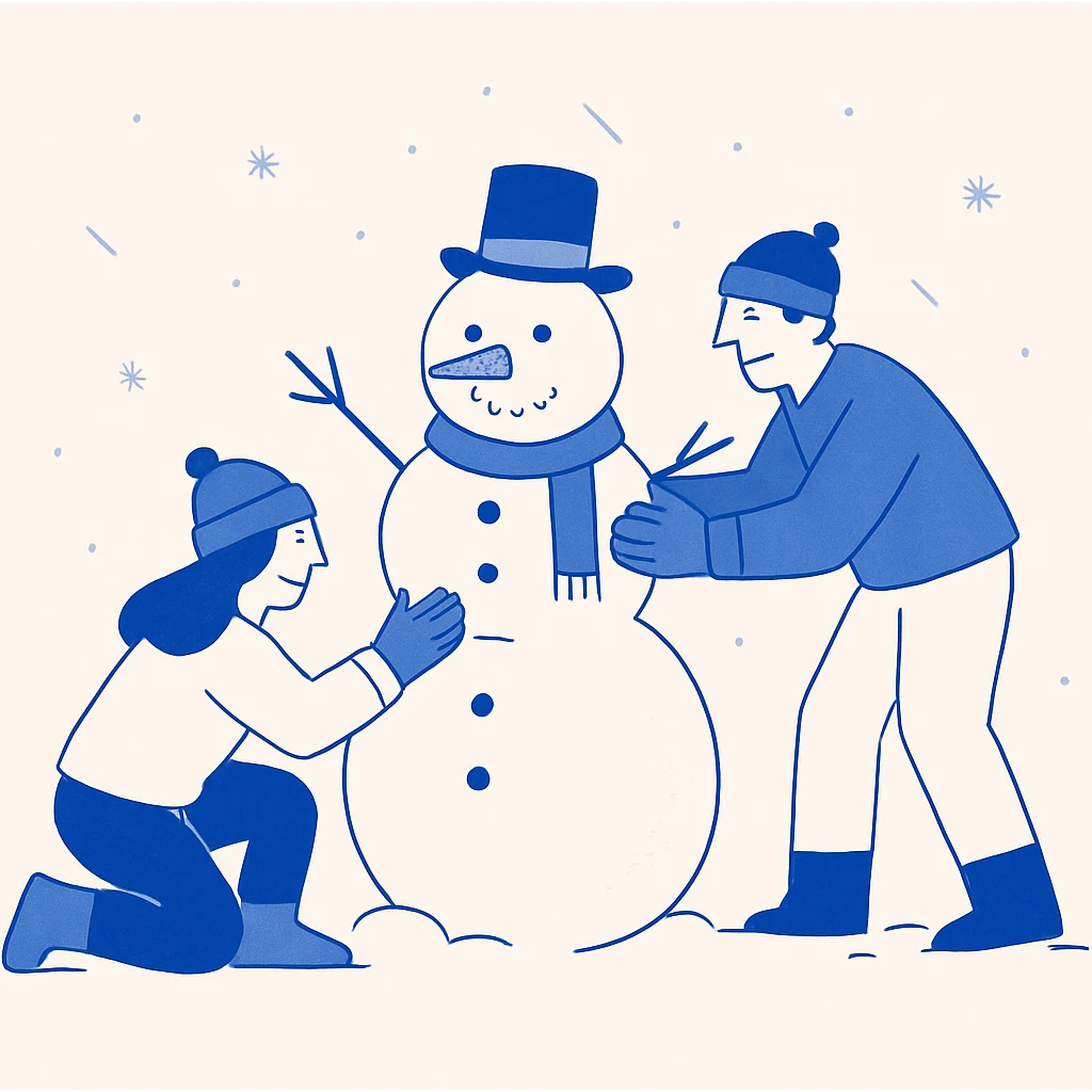 people making a snowman emoji