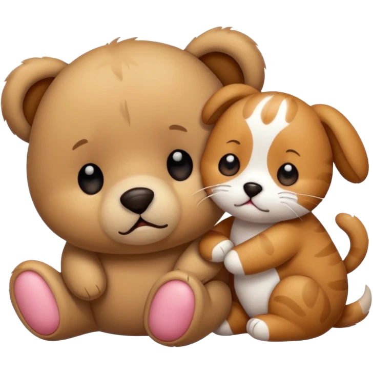 a teddy and a cute dog and cat crying emoji