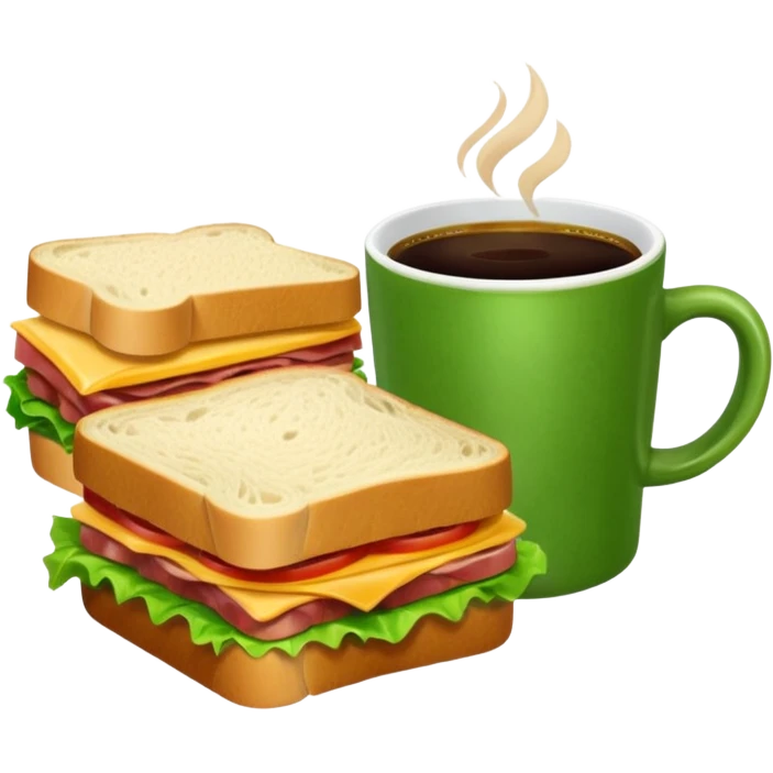 green cup Coffee and sandwich emoji