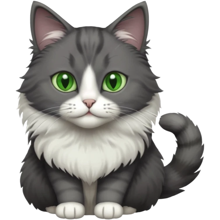 one dark grey and white cat and one completely solid dark grey cat with green eyes and only white paws emoji