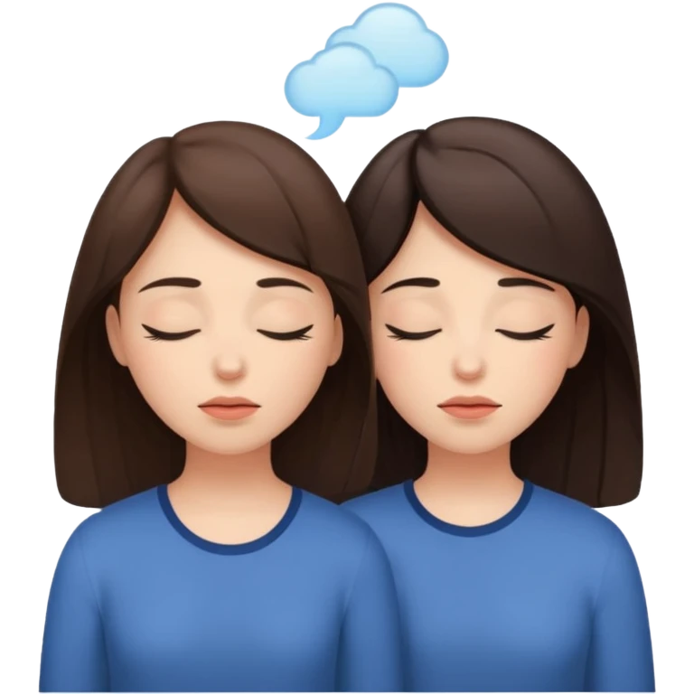 two brunetts breathing like doing yoga or meditating emoji