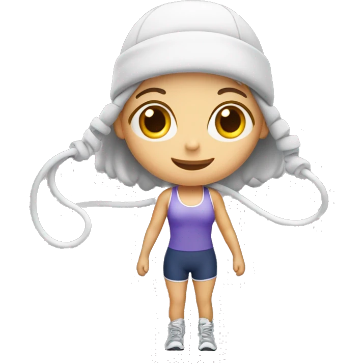 white gym girl with a skipping rope over her head emoji