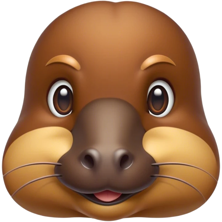 Cinematic Noble Platypus Portrait Emoji, Poised and regal, with a uniquely streamlined build and a sleek, well-groomed brown fur, a distinctive flat duckbill and broad, beaver-like tail, deep-set soulful eyes full of wonder, Simplified yet sharp and sophisticated features, highly detailed, glowing with a soft, dignified glow, high shine, intelligent and enigmatic, stylized with an air of aquatic curiosity, focused and attentive, soft glowing outline, capturing the essence of a watchful and confident oddity, so majestic it feels as though it could glide out of the screen with effortless authority! emoji