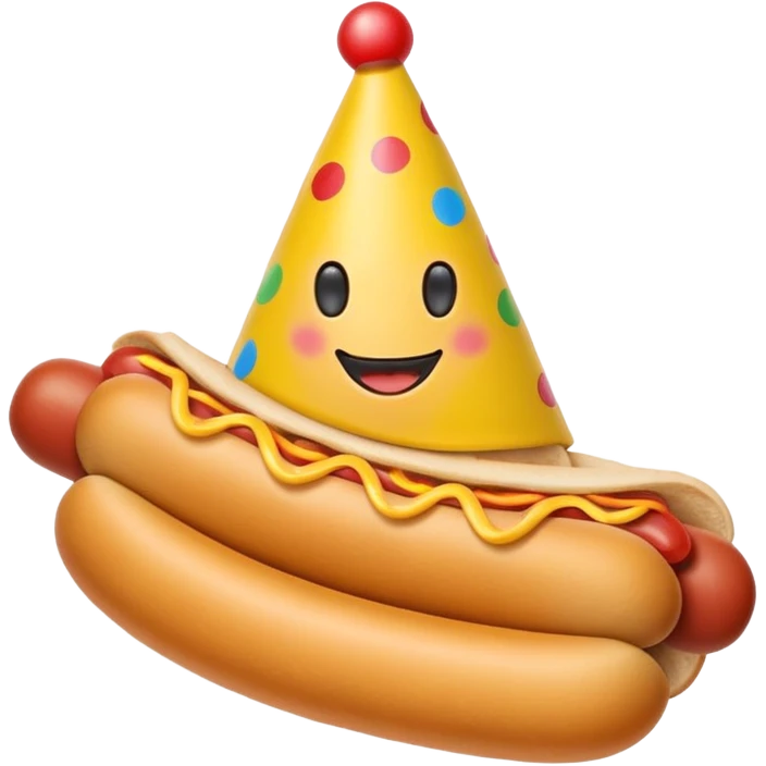 A hotdog wearing a party hat emoji