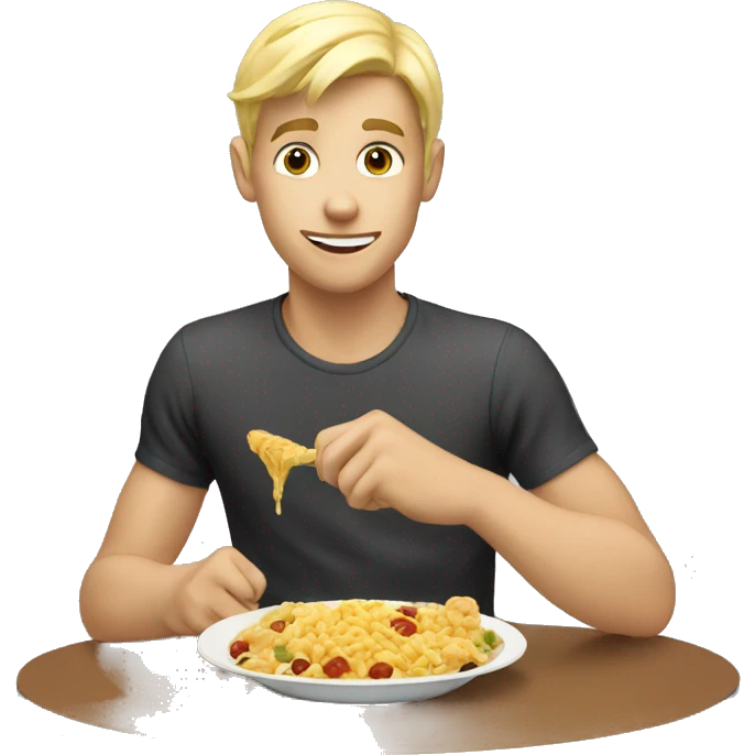 blonde hot young guy eating food emoji