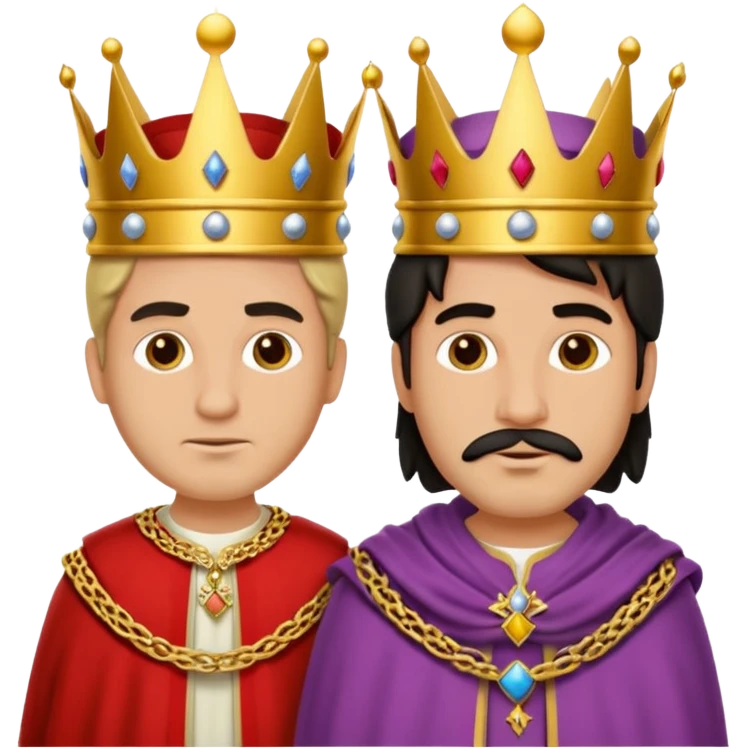 two kings with neutral expressions not too detailed but also not two simpel
they should look alike but with other colored clothing emoji