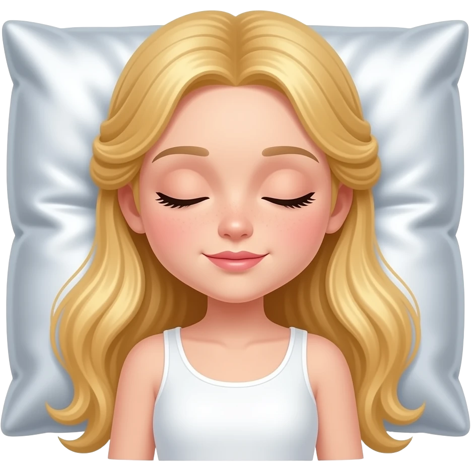 sleeping beauty blondie long hair white girl with a silver silk pillow emoji