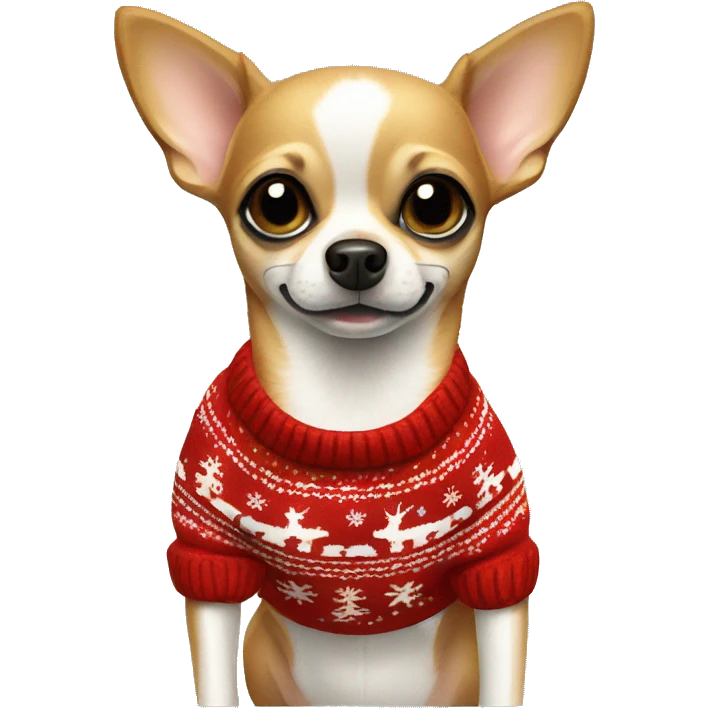 A chihuahua with a Christmas sweater  emoji