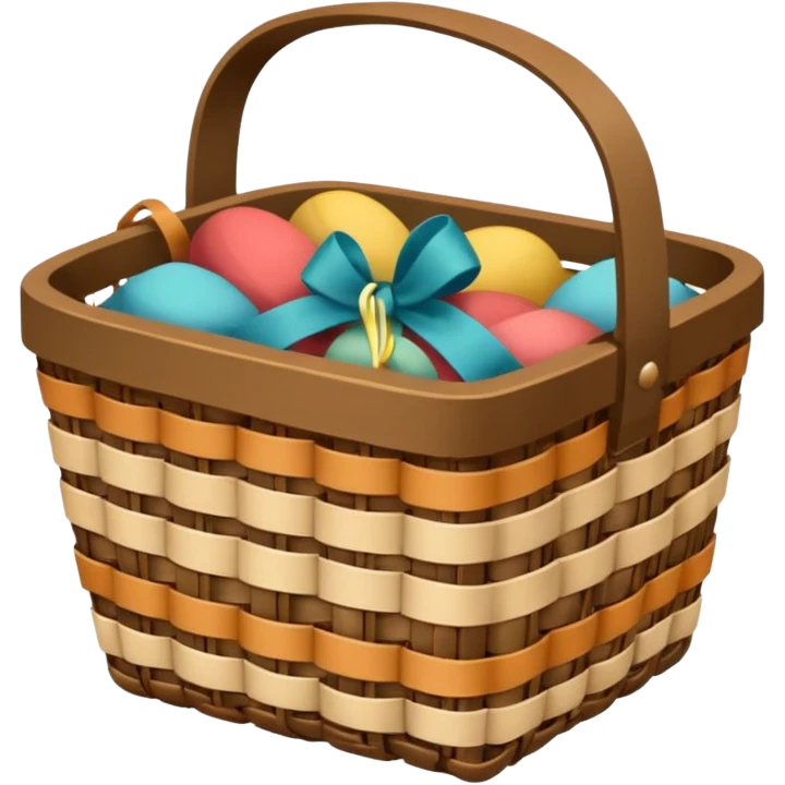 Cottagecore vintage basket, with cute ribbon in earthy shades. No emoji faces, no emoji icons. emoji