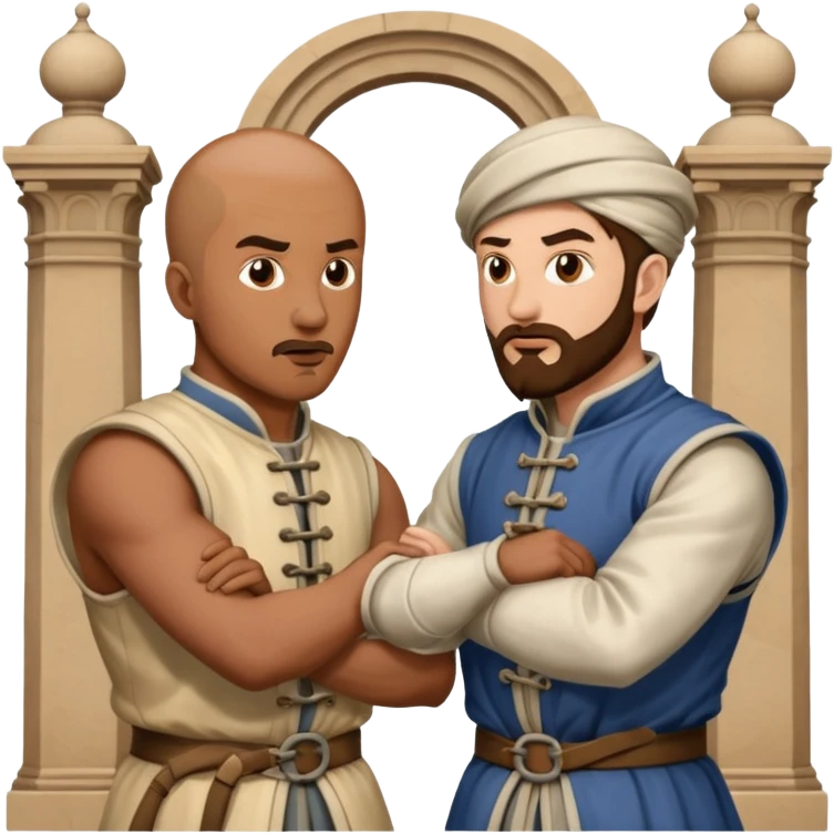 2 people fighting over achitecture style 16th century architects both men emoji
