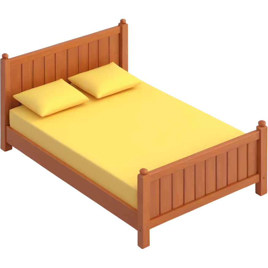Remove the background to make the wooden bed have a transparent background, keeping all details intact in 3D emoji style. emoji