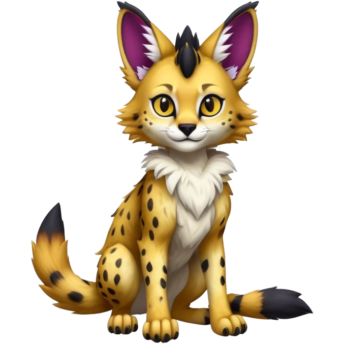 Epic Cute Dark Sergal-Serval-Vernid full body emoji
