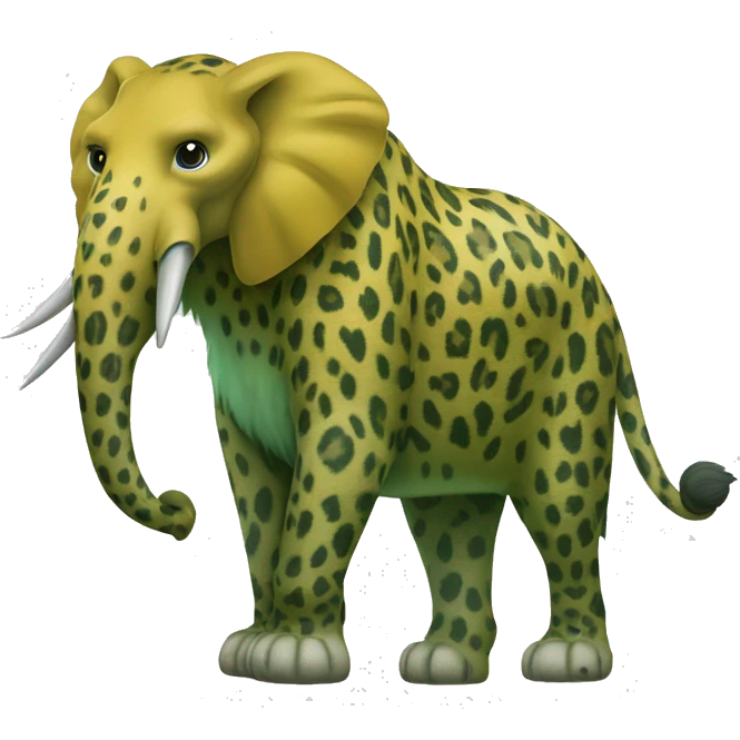 Mamut verde con un leopardo azul y un terodactilo amarillo  emoji