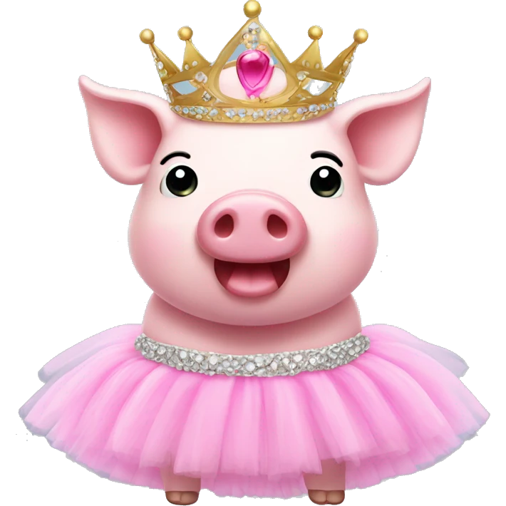Pink pig in tutu and tiara emoji