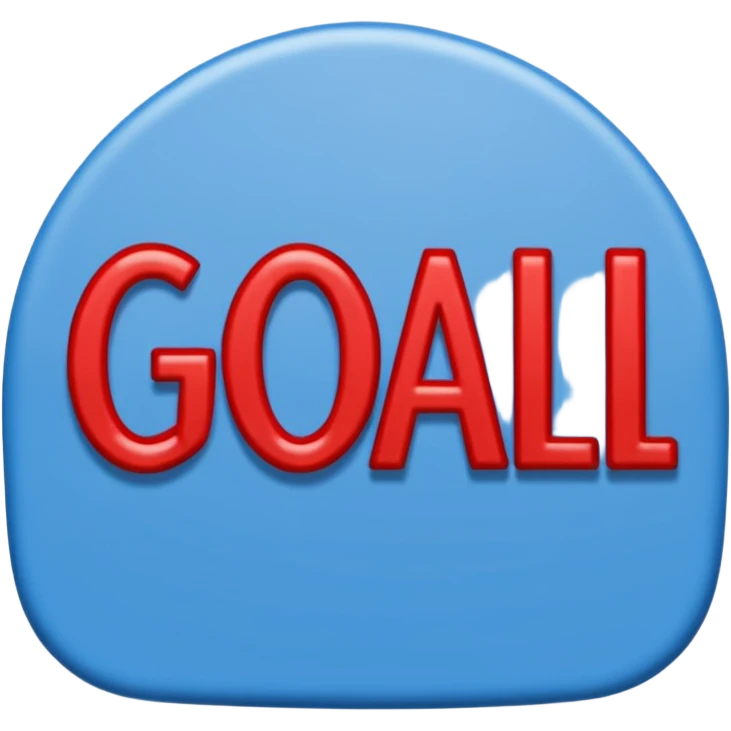 Word “Goal” sign comic style blue (#00A3E0) and red (#F9423A)  emoji
