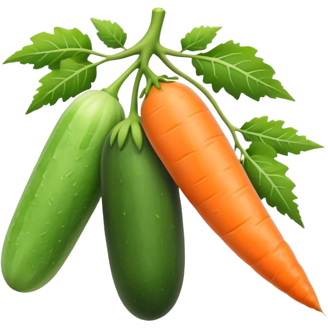 cucumber, eggplant, big carrot, on a branch emoji