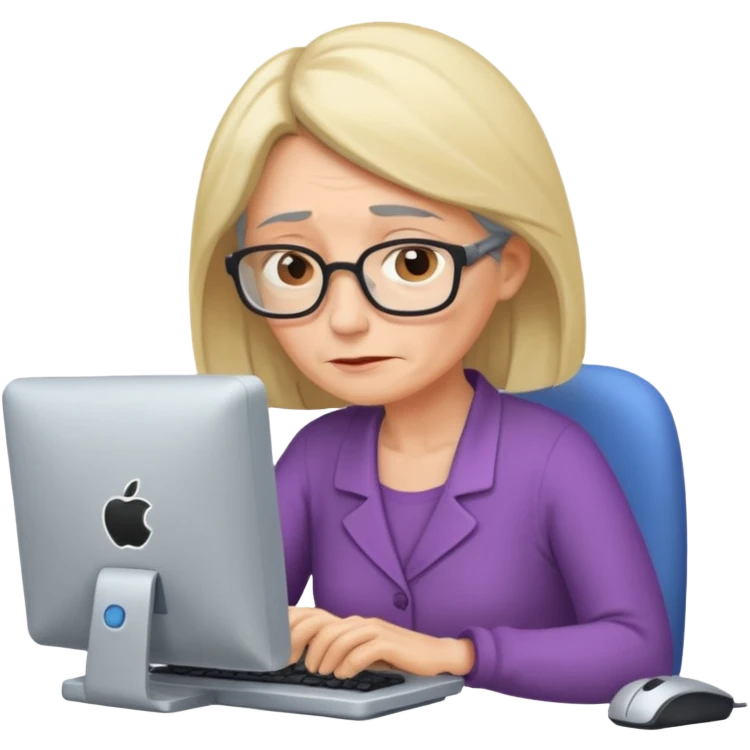 A 55-year-old woman really tired while she is working emoji