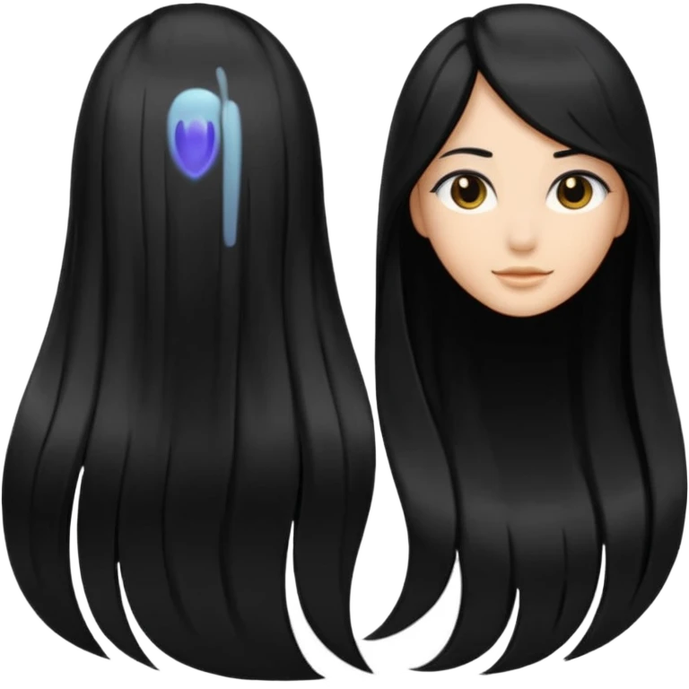back view of long black hair emoji