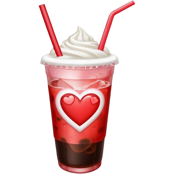 Valentine’s Day themed iced americano with one straw emoji