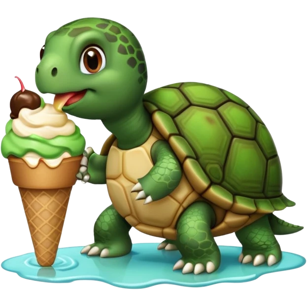 Turtle eating ice cream emoji