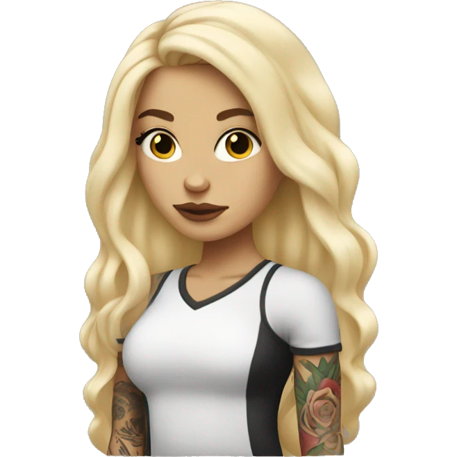 White blonde girl with Tattoos  emoji