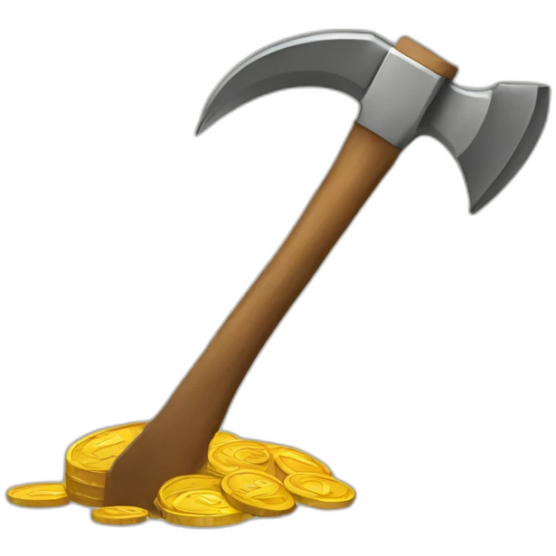 Pickaxe on coin emoji