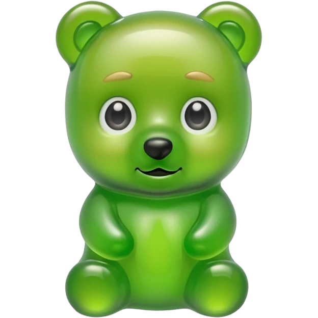 green gummy bear with eyes and blond hair emoji