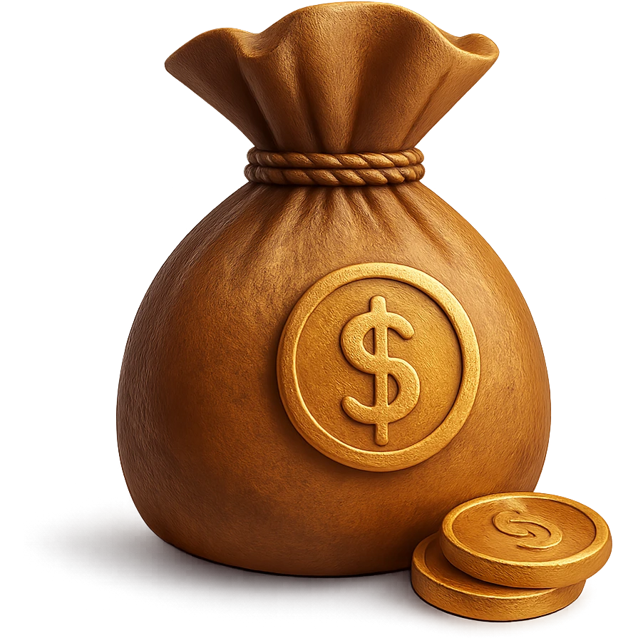 3d skeumorphic money bag emoji